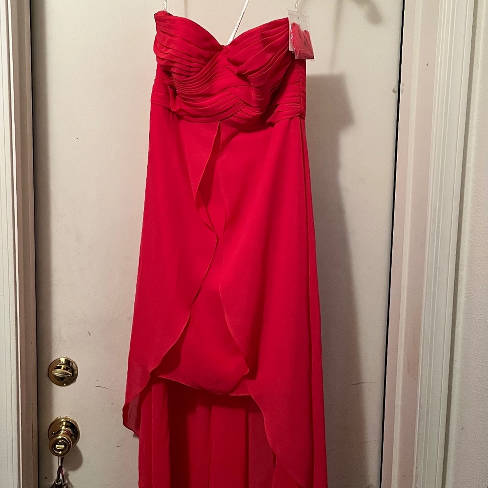 David’s bridal coral color high low dress size 8